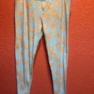 LuLaRoe Blue and Yellow Floral Leggings